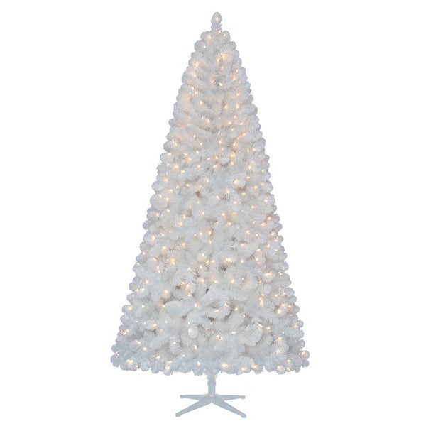 7.5 ft. Pre-Lit LED Glossy White North Hill Spruce Artificial Christmas Tree with 500 Warm White Lights