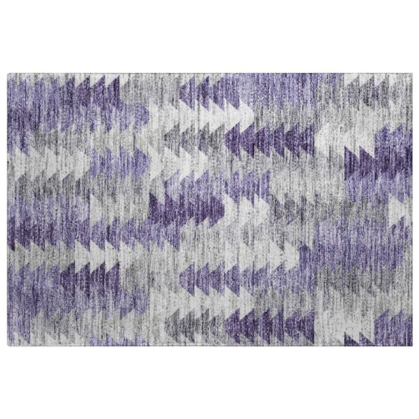 Dream Shag Premium Machine Washable Abstract ADS632 Purple 2 ft. x 3 ft. Accent Rug