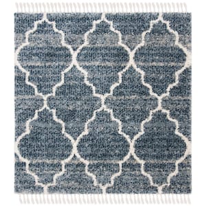 Melrose Shag Navy/Ivory 7 ft. x 7 ft. Square Abstract Area Rug