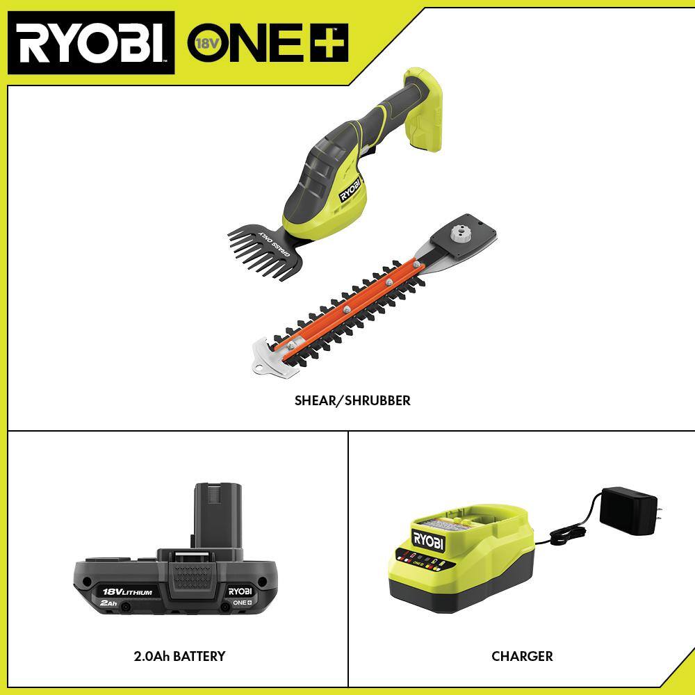 18V Cordless Grass Shear and Shrubber Trimmer with Battery and Charger