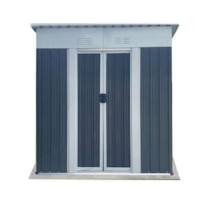 Gray 5 ft. W x 3 ft. D Metal Shed with Double Sliding Door and Vents (15 sq. ft.)