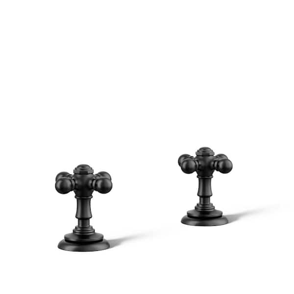 Artifacts Cross Bathroom Sink Faucet Handles in Matte Black