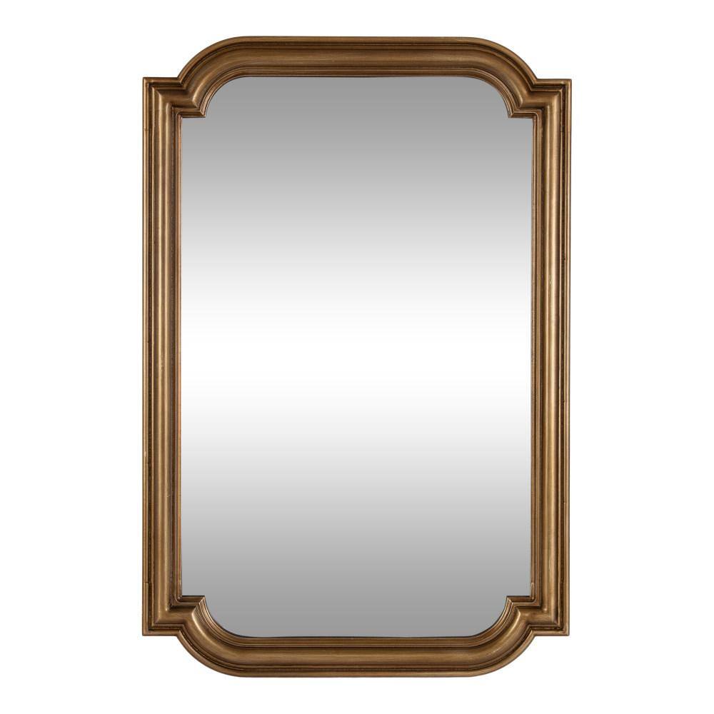 Gold Scalloped Rectangular Wood Bathroom Vanity Mirror