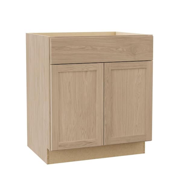 Hampton Bay Sinclair 30 in. W x 24 in. D x 34.5 in. H Assembled Base Cabinet in Shaker Light Oak