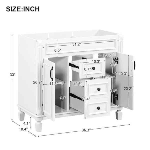Ximuprmy Solid Wood 36 in. Bath Vanity Cabinet without Top in