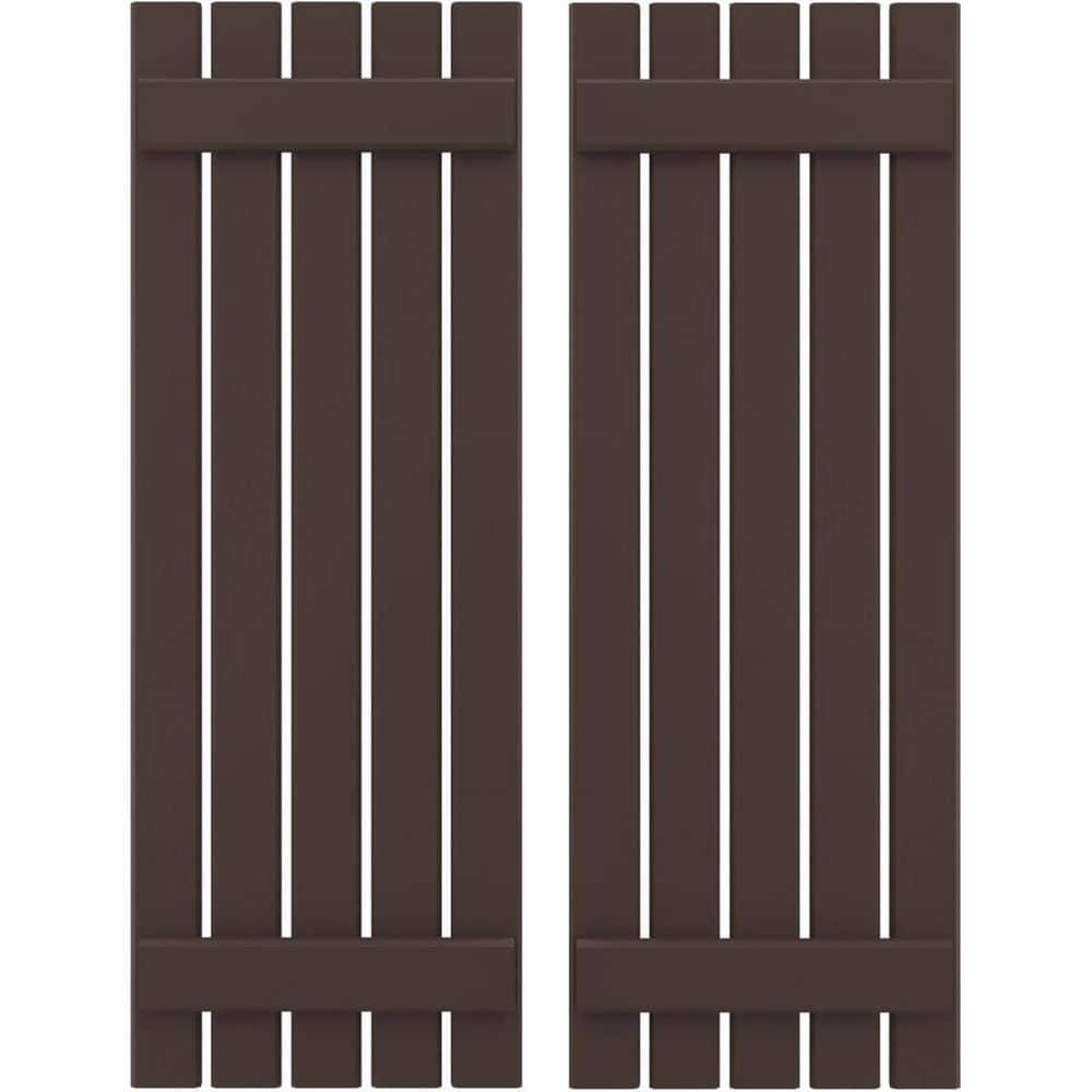 19-1/2 in. W x 74 in. H Americraft 5 Board Exterior Real Wood Spaced Board and Batten Shutters Raisin Brown price history on PriceWatchPro