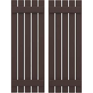 19-1/2 in. W x 81 in. H Americraft 5-Board Exterior Real Wood Spaced Board and Batten Shutters in Raisin Brown