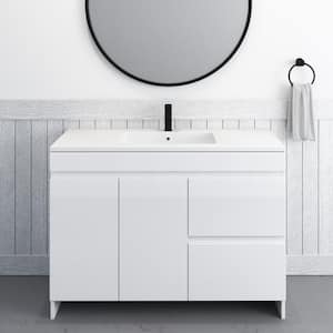 Mace 48 in W x 20 in D x 35 in H Single Sink Bath Vanity Right Side Drawers, Glossy White, Acrylic Integrated Countertop