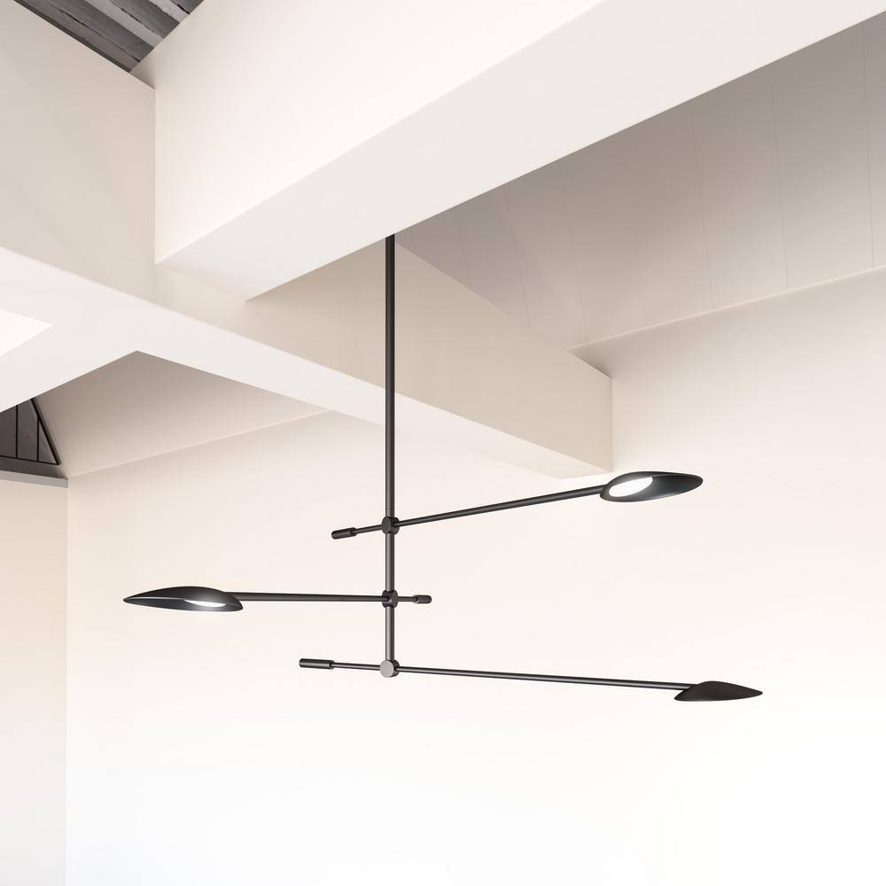 Black Metal 32.5" Dimmable LED Sputnik Chandelier