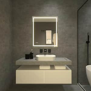 30 in. W x 36 in. H Rectangular Frameless LED Light Anti-Fog Wall Bathroom Vanity Mirror in Polished Crystal
