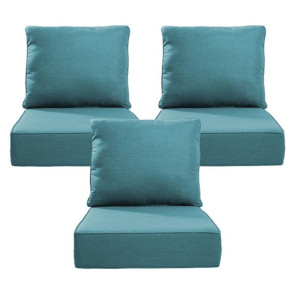 24 inch x 21 inch-6 Piece Replacement Outdoor Lounge Chair, Sectional, Couch Cushion in Green
