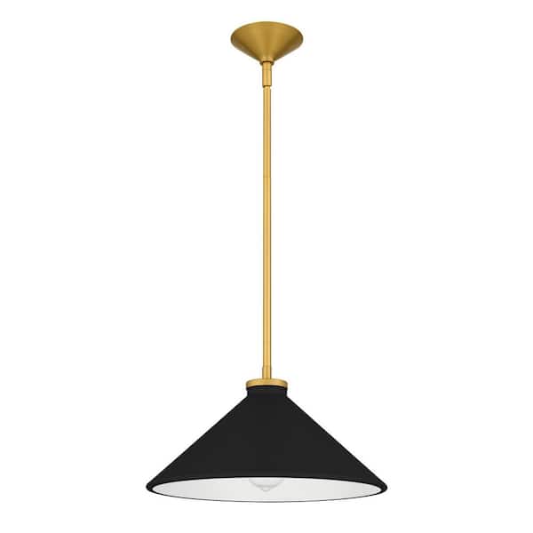 ホルテ　holte ペンダントライト　ブラック×2、ゴールド×1 Quoizel Bradbury 100-Watt 1-Light Brushed Gold Pendant Light with