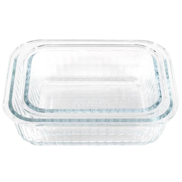 MARTHA STEWART 35 oz. Rectangular Glass Storage Container with Snap-On Lid  in Taupe 985120053M - The Home Depot