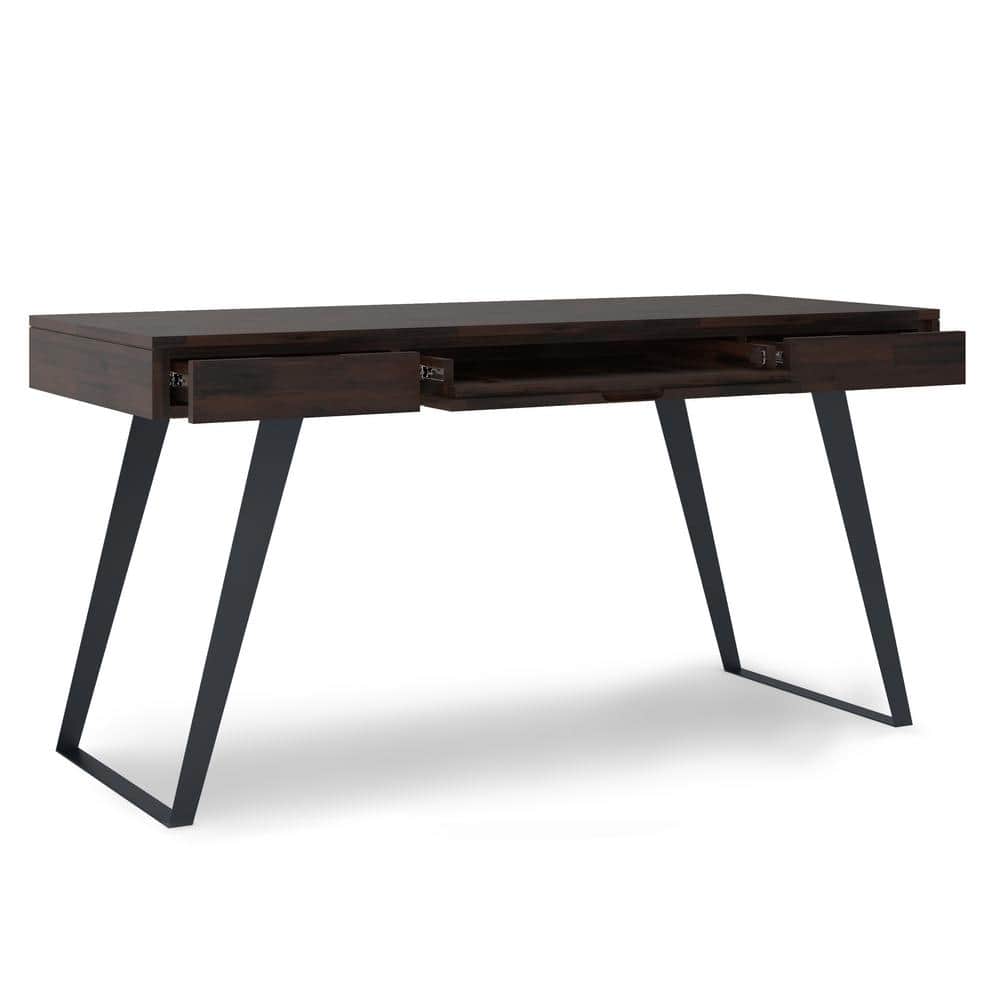 Lowry Industrial Urban Desk in Distressed Hickory Brown with Keyboard Tray