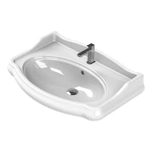 Traditional Wall Mounted Bathroom Sink in White