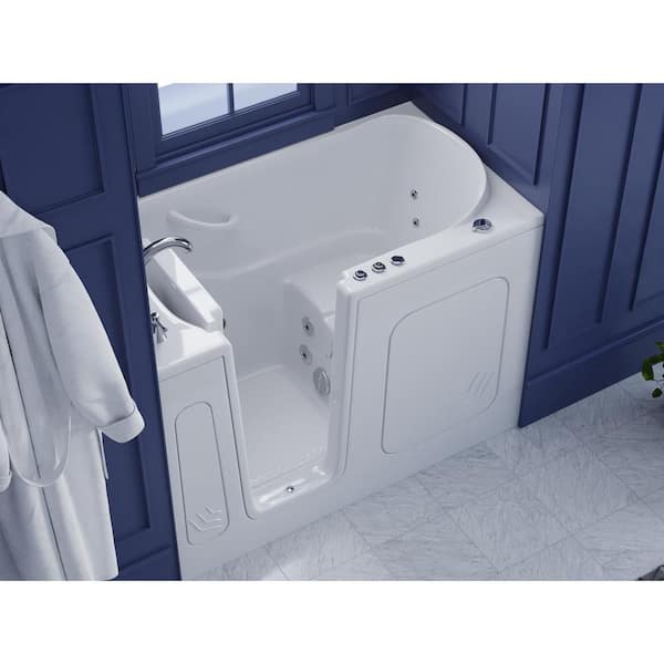 HD Series 54 in. Left Drain Quick Fill Walk-In Whirlpool Bath Tub with Powered Fast Drain in White HD Series 54 in. Left Drain Quick Fill Walk-In Whirlpool Bath Tub with Powered Fast Drain in White