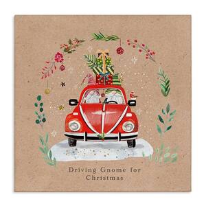 Driving Gnome For Christmas bySally Darby 1 Piece Unframed Graphic Print Travel Poster Art Print 36 in. x 36 in.