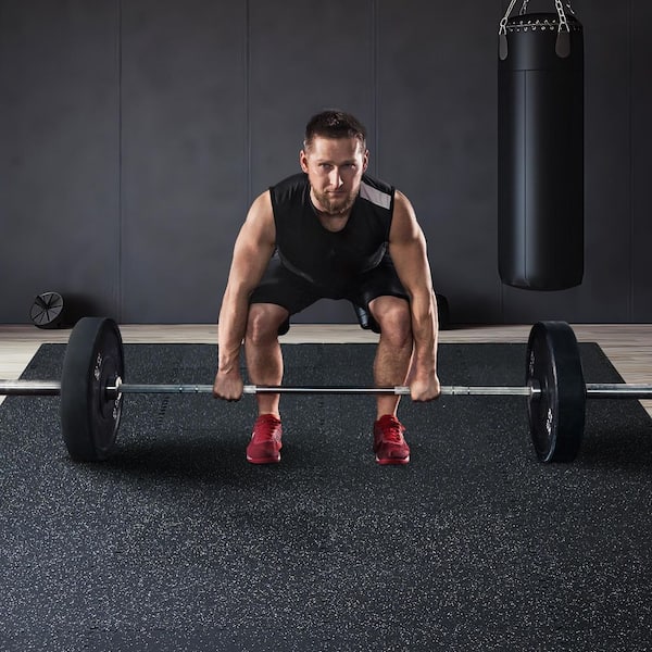 Gym Floor Mats, Black and White, 25 in. W x 25 in. L x 0.56 in. T, Rubber Top with Foam, Gym Flooring Mat, (48 sq. ft. )