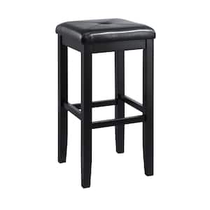 Crosley 29 in. Black Upholstered Square Seat Bar Stool With Black Cushions (Set Of Two)