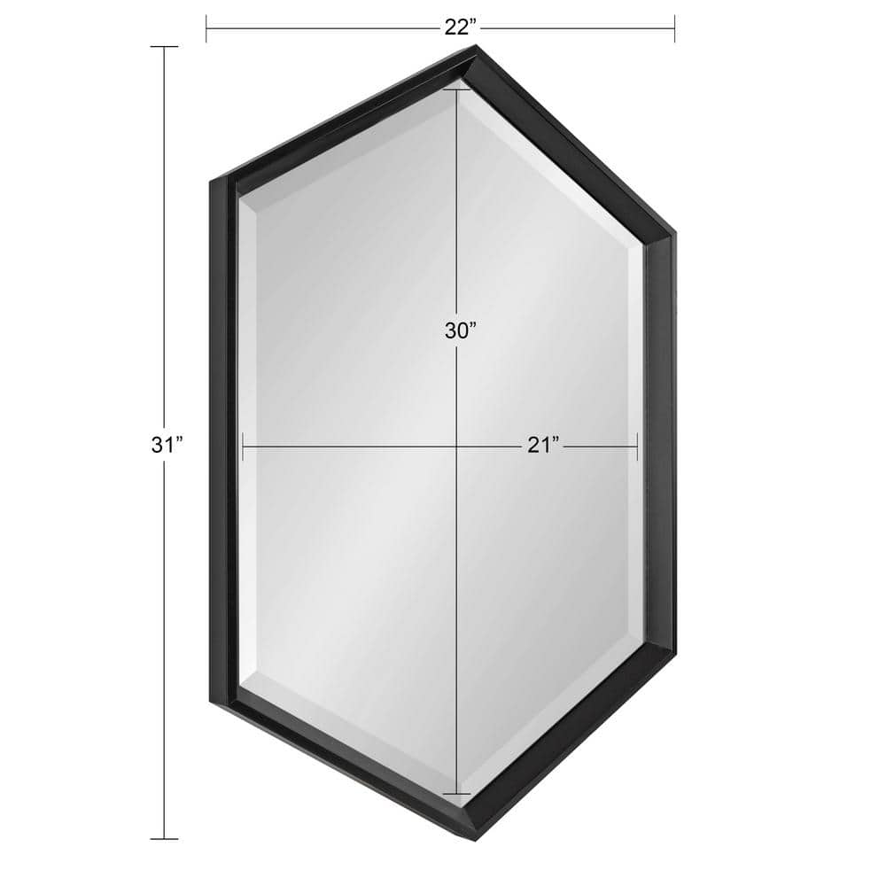 Sleek Hexagon Full-Length Black Vanity Mirror 35.7" x 27.5"