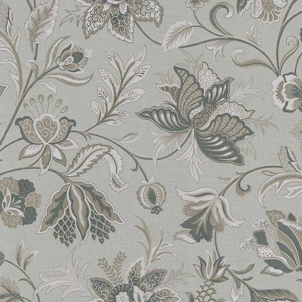 Brewster Hollie Silver Jacobean Vinyl Strippable Roll Wallpaper (Covers 56.4 sq. ft.)