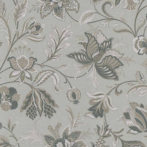 Brewster Hollie Silver Jacobean Silver Wallpaper Sample