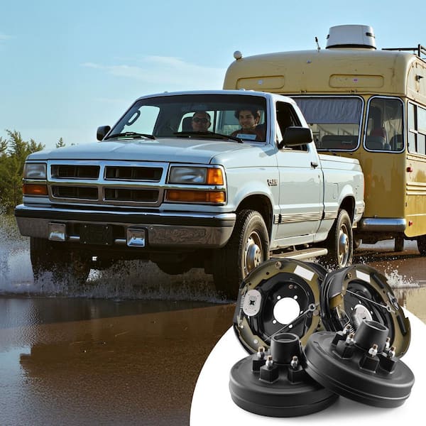 Electric Trailer Brake Assembly, 12 x 2 in. Self-Adjusting Brakes Kit, Backing Plates for Brake System Replacement