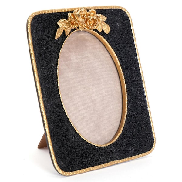 8 in. x 10 in. Black/Gold Polyresin Single Photo Frame Picture Frame