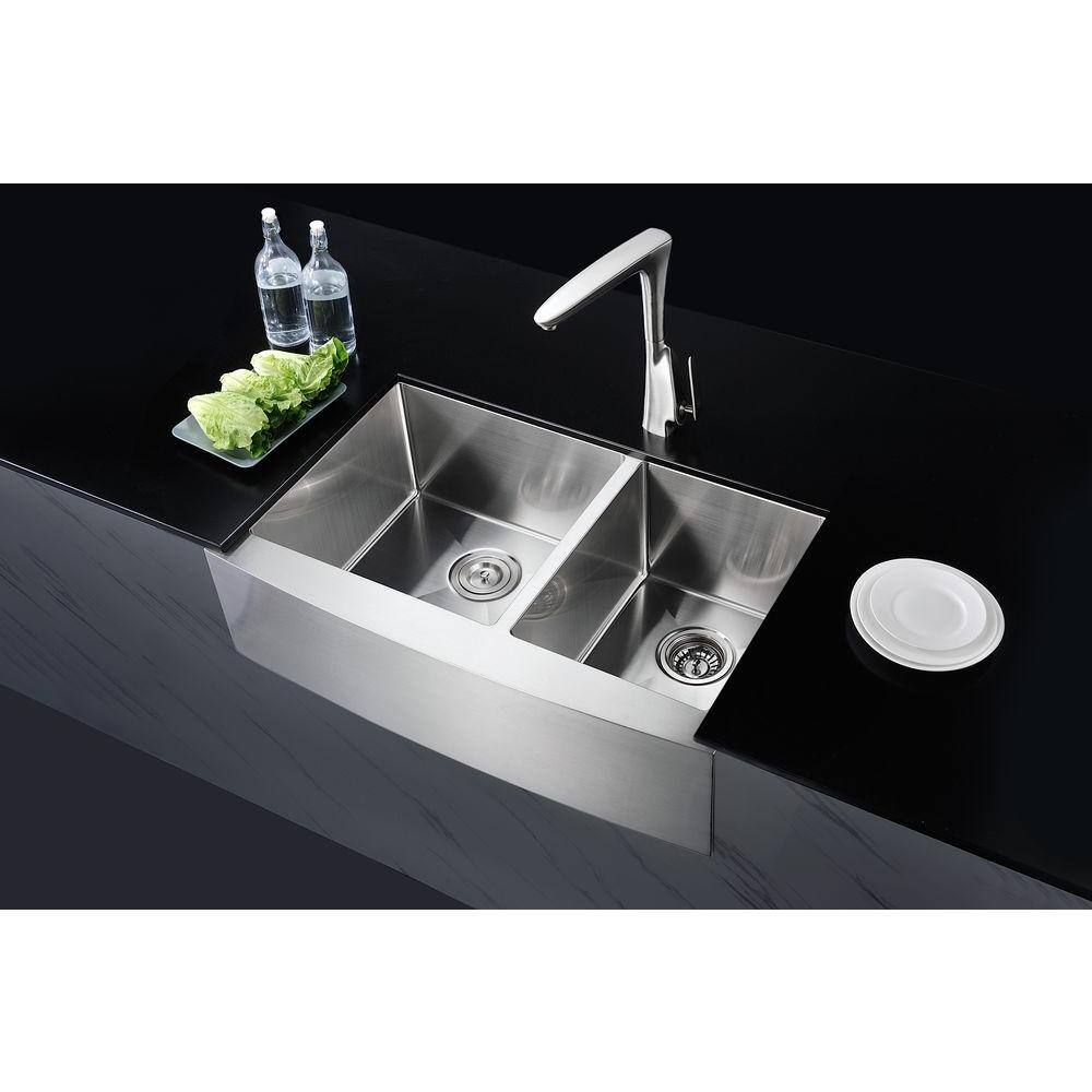 Elysian 33" Stainless Steel Double Bowl Farmhouse Sink