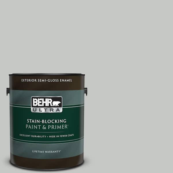 BEHR ULTRA 1 gal. #BNC-07 Frosted Silver Semi-Gloss Enamel Exterior Paint & Primer