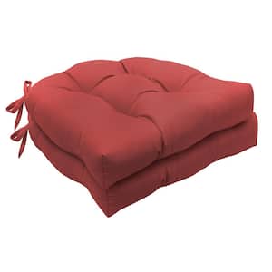 Tufted Chair Pad Red Polyester Smooth 15 in. W x 15 in. L Indoor Cushion (2-Chair Pad Cushions)