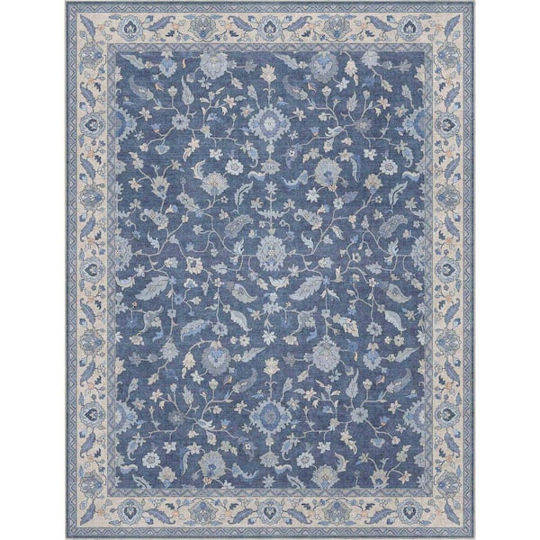 Ushak Mardin Updated Traditional Boho, Blue 7 ft. 7 in. x 9 ft. 10 in. Area Rug