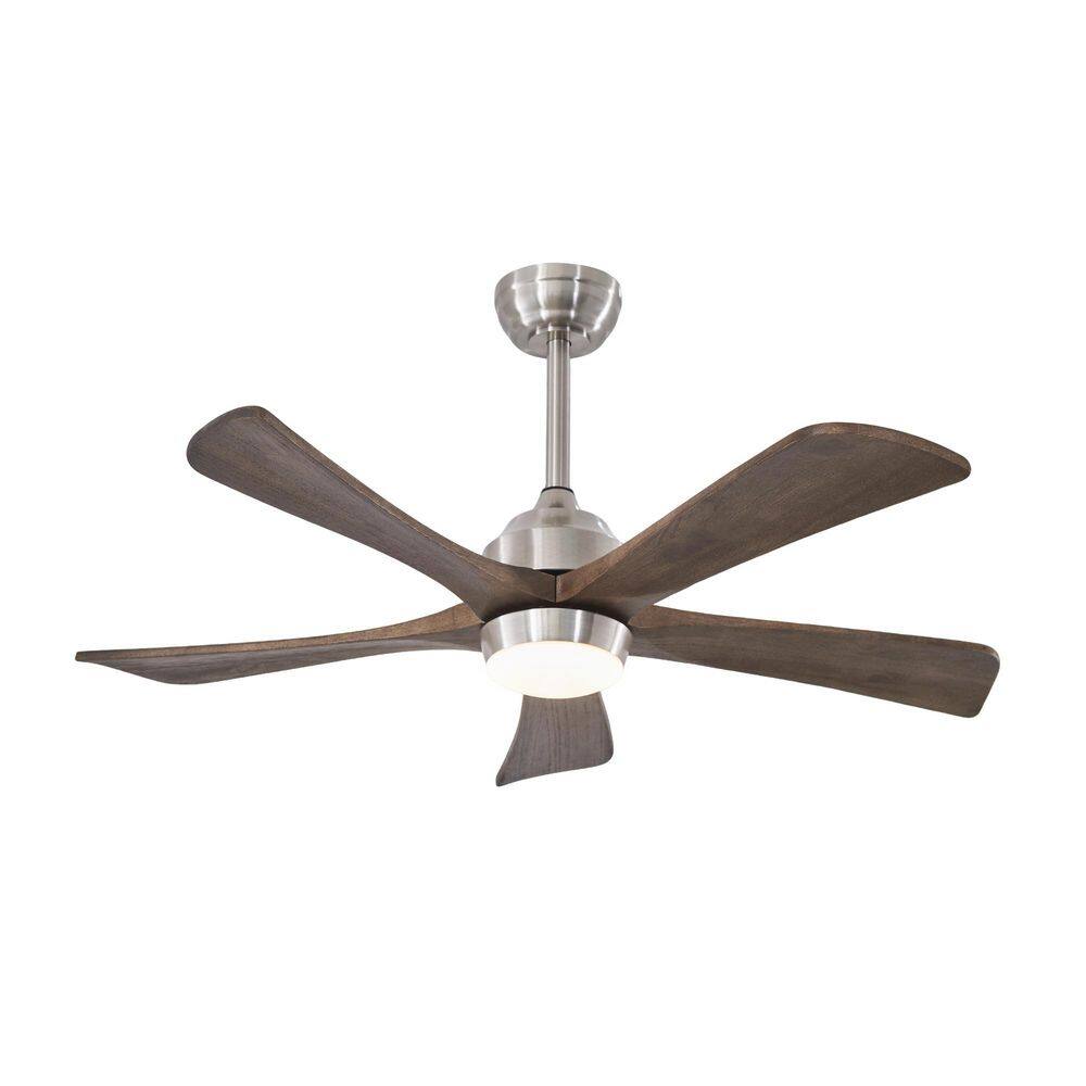 TeakAuraⅦ 42 in. Indoor Brushed Nickel Downrod Standard Walnut Wood Ceiling Fan with Light Remote Included, for patio price history on PriceWatchPro