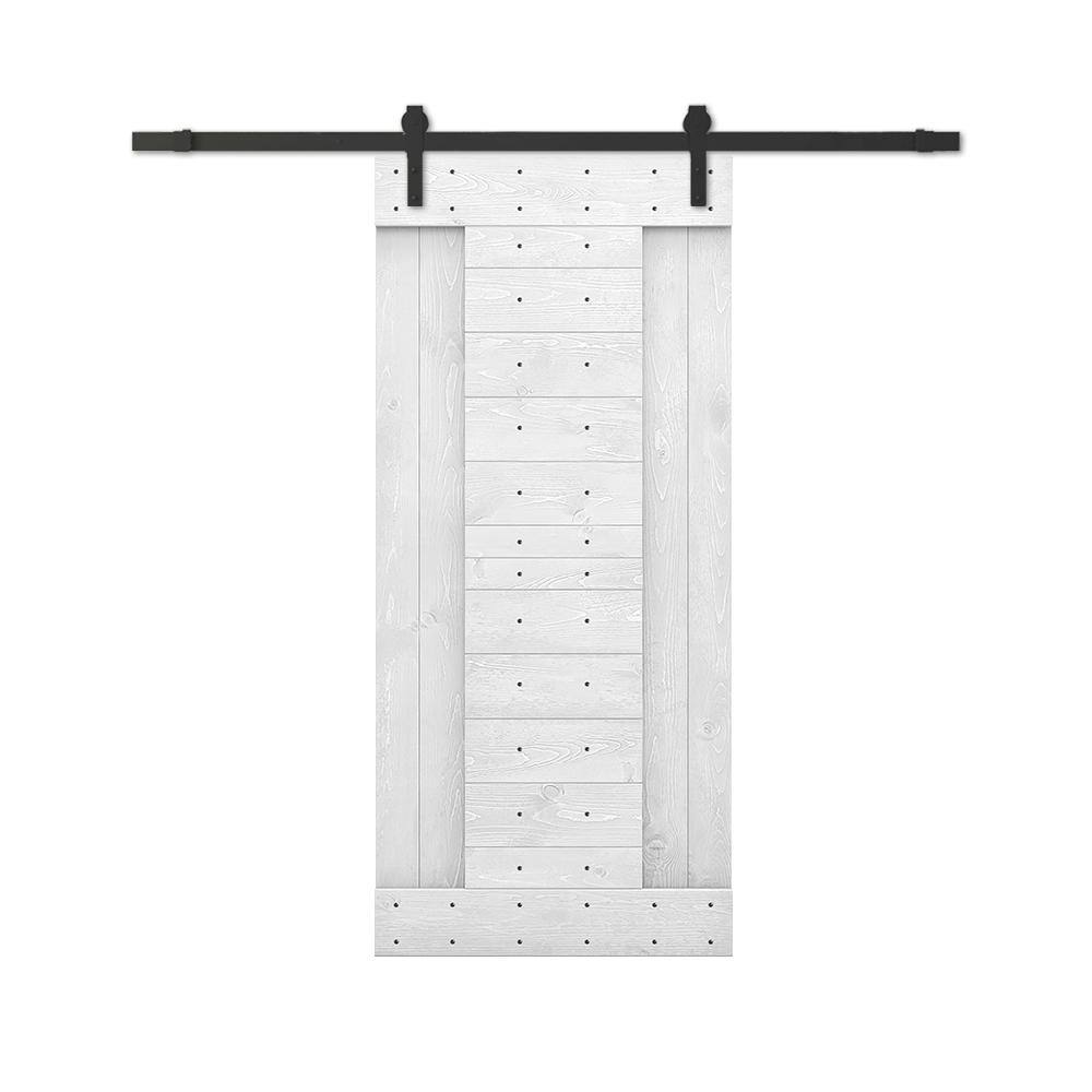 Calhome 36 In X 84 In White Stained Diy Knotty Pine Wood Interior Sliding Barn Door With 4677