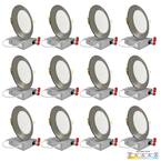 6 in. LED Brush Nickel Round Ultra Slim Canless Integrated LED Recessed Light Kit 5 CCT 2700K - 5000K Dimmable (12-Pack)