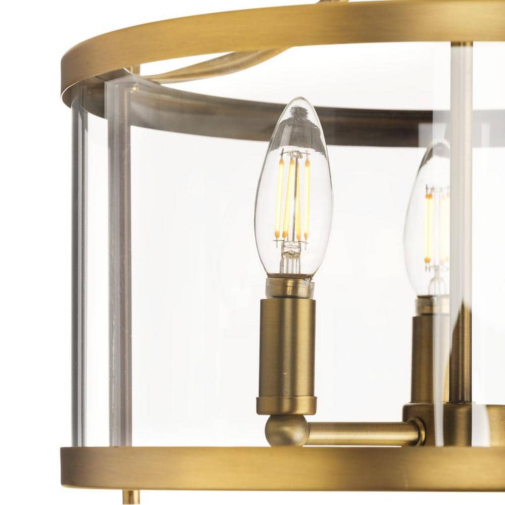 Gilliam 13" Vintage Brass and Glass Semi-Flush Mount Light