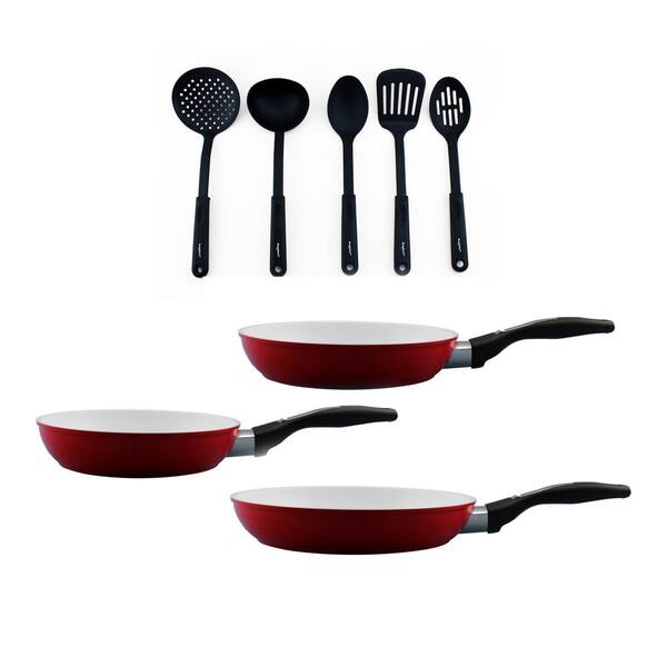 BergHOFF Ceramis 8-Piece Non-Stick Fry Pan Set with Utensils