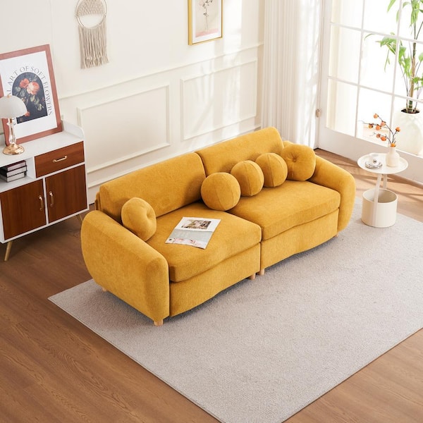 Z-joyee 84.6 in Wide Round Arm Chenille Rectangle Modern