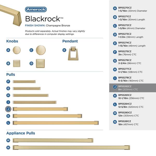 Amerock Blackrock 8 in. (203mm) Modern Champagne Bronze Arch Amerock Blackrock 8 in. (203mm) Modern Champagne Bronze Arch
