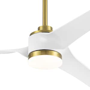 52 in. Indoor Integrated LED Matte White and Gold 6-Speed Ceiling Fan with Acrylic Light Kit and Remote Control Included