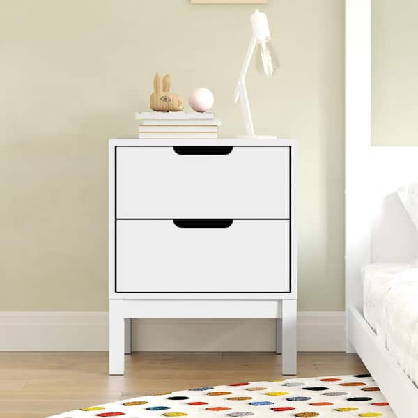 Carnegy Avenue Dallas White 2-Drawers 18.75 in. W Nightstand Bedroom Side Table