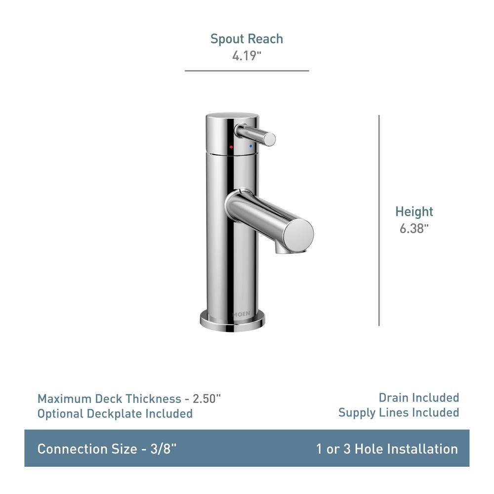 Align Modern Black Chrome Single Hole Bathroom Faucet with Drain Assembly