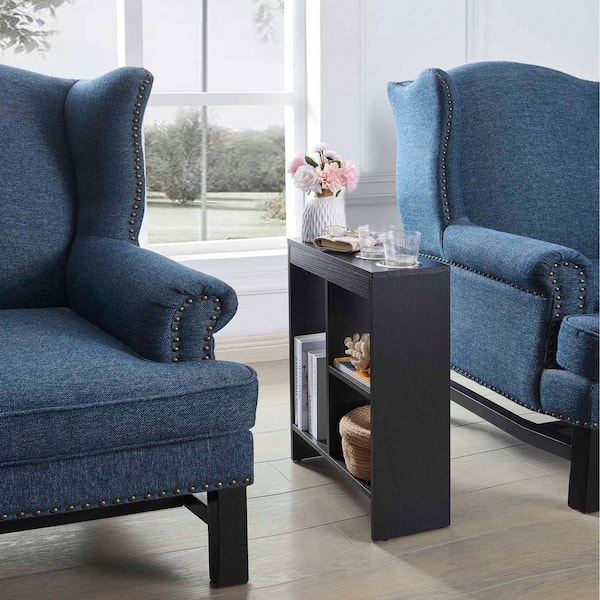 SignatureHome Landale 20 in. W Black Finish Rectangle Top Wood End Table With 2 Cup Holders. (8Lx20Wx24H)