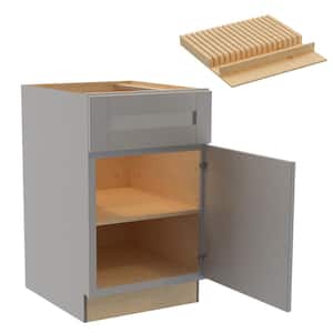 Washington 21 in. W x 24 in. D x 34.5 in. H Veiled Gray Plywood Shaker Assembled Base Kitchen Cabinet Right Knife Block