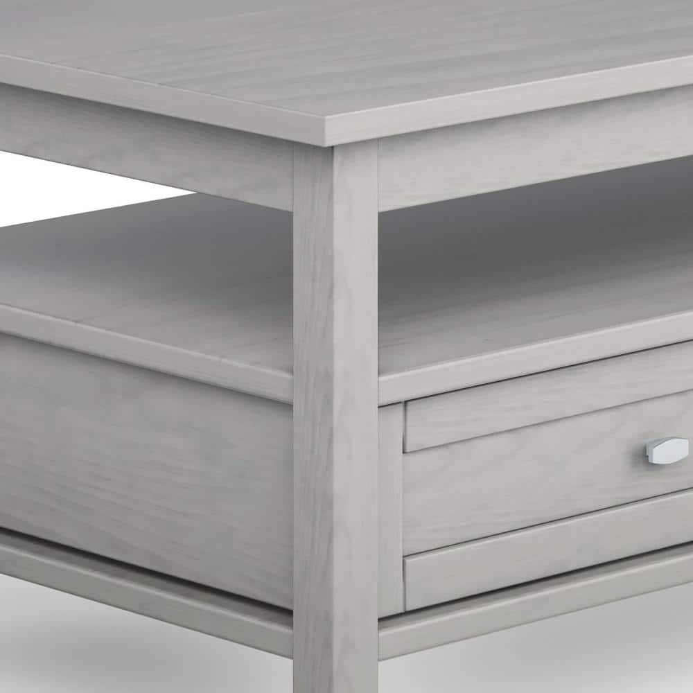 Fog Gray Solid Wood Coffee Table with Storage