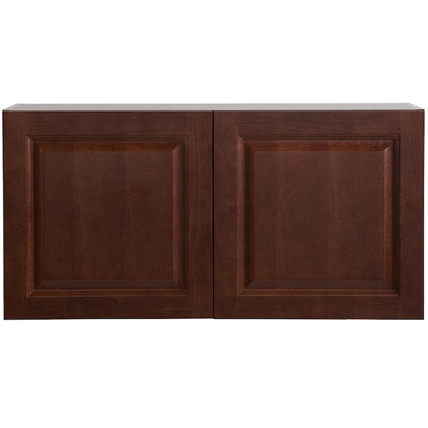 Hampton Bay Benton Assembled 36 in. x 18 in. x 12.6 in. Wall Cabinet in Amber