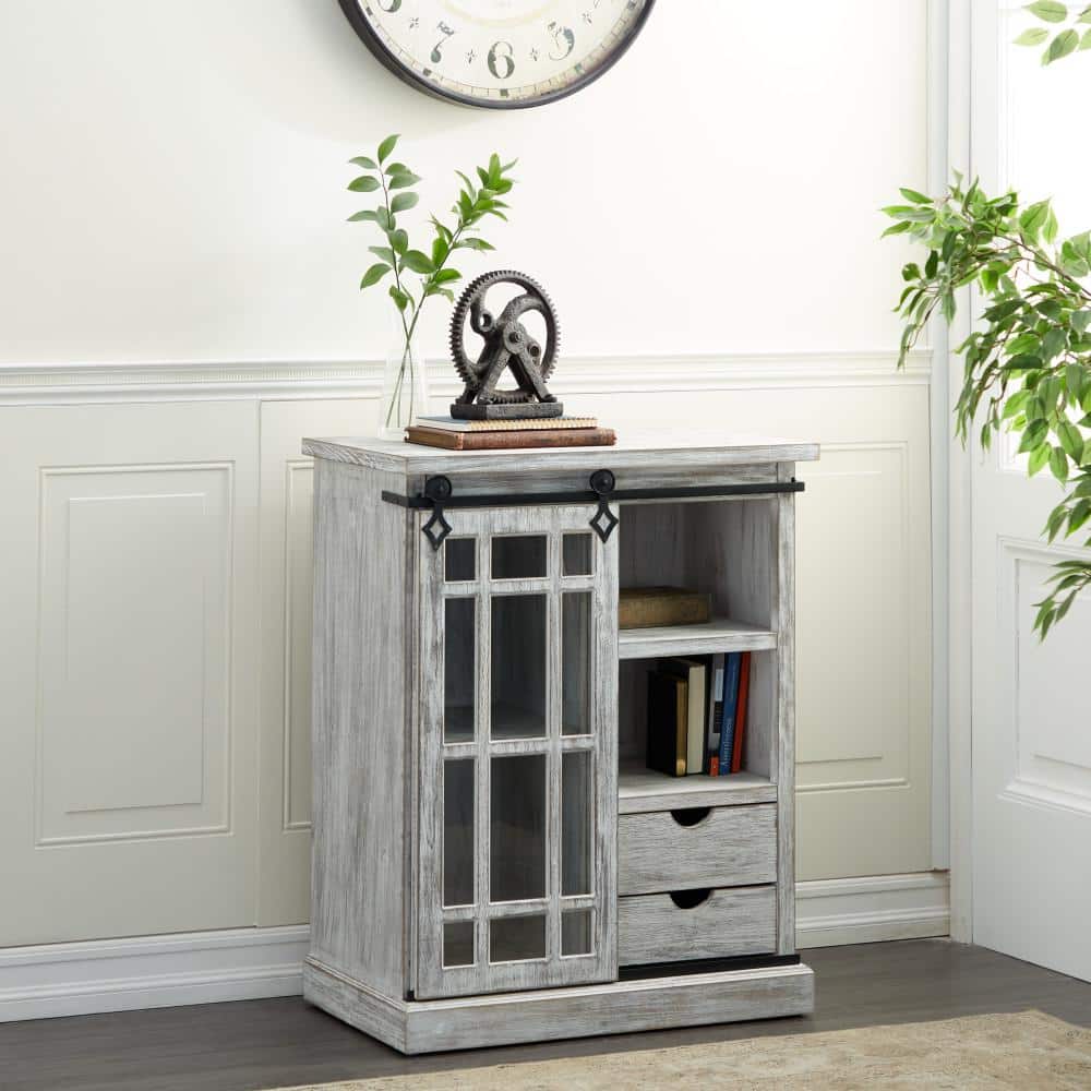 Litton Lane White Farmhouse Wood Cabinet 22690 - The Home Depot