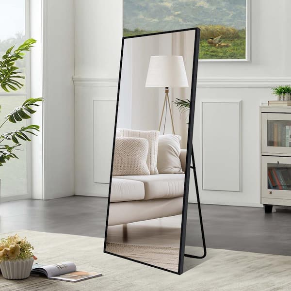 Black 24 in. W x 65 in. H Rectangular Framed Full Length Mirror