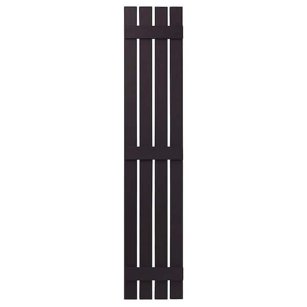 Ply Gem 16 in. x 71 in. Polypropylene 4 Board Open Board and Batten Shutters Pair in Dark Berry