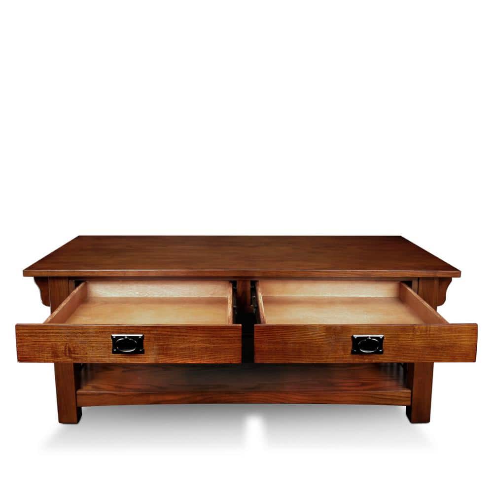 Mission Solid Oak Rectangular Coffee Table with Storage - Medium Oak